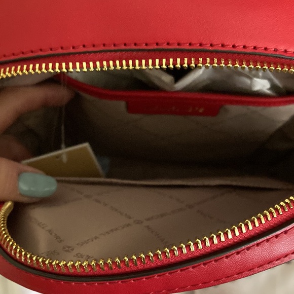 Michael Kors NWT Jaycee Backpack Red Saffiano Pebbled Leather gold hardware. - Picture 5 of 11